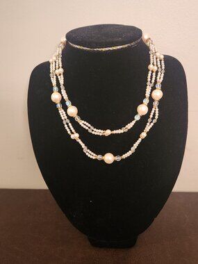 Vintage Monet Double Strand Faux Pearl Necklace